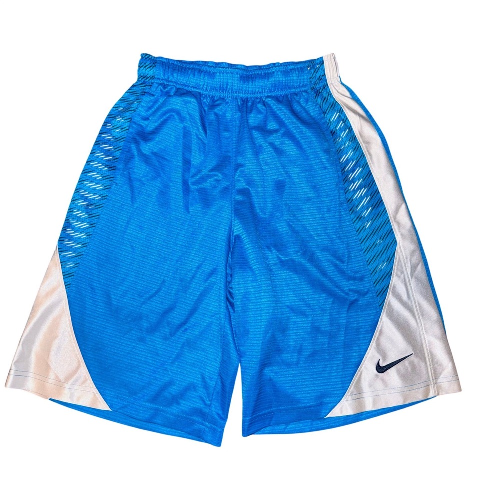 Nike Athletic Shorts Kids Medium Blue White Basketball Swoosh Excellent